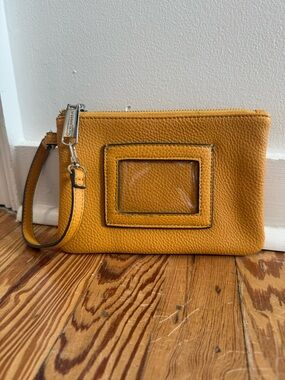 Steve Madden Mustard Yellow Leather Wristlet with ID Window